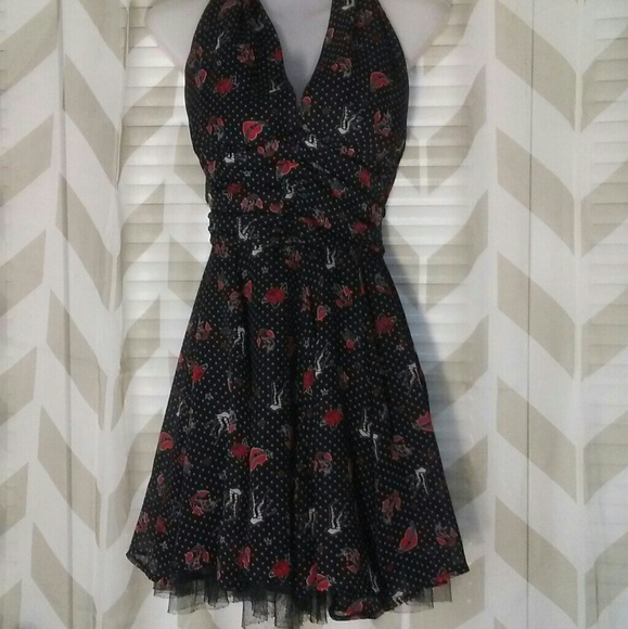 ♦SOLD♦🌹Hell Bunny Vixen Sailor Polka Dots Dress - Picture 2 of 8